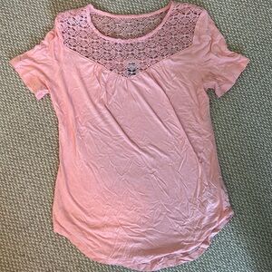 Pink Crochet Short Sleeve Top